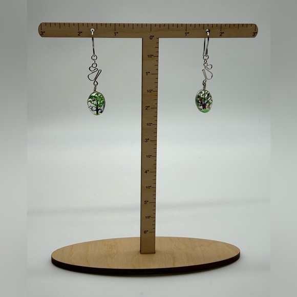 Handmade Resin Tree of Life Earrings, Stainless Steel Hooks NWT - Picture 3 of 6